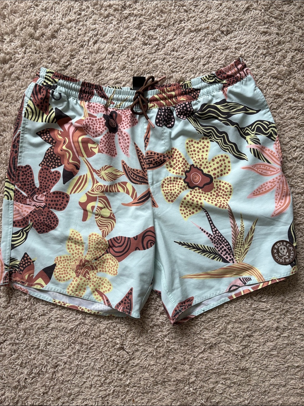 Roark Mint Floral Hybrid Shorts with Pink & Yellow Accents